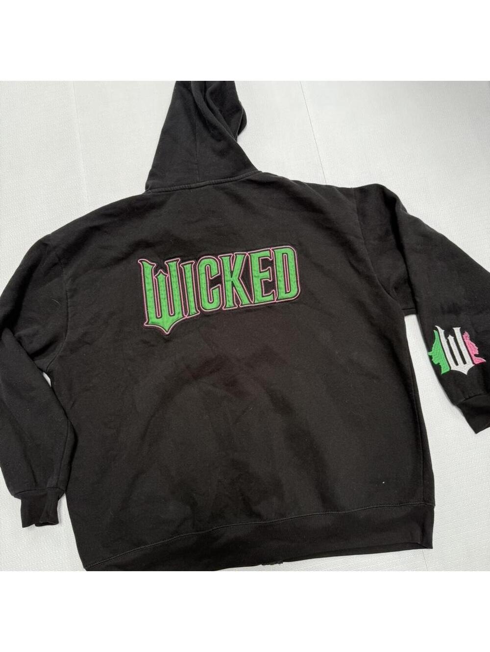 Wicked Movie Zip Up Hoodie Black Graphic XXL